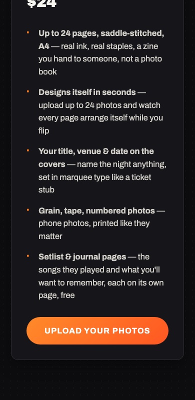 The fan upload page on a phone