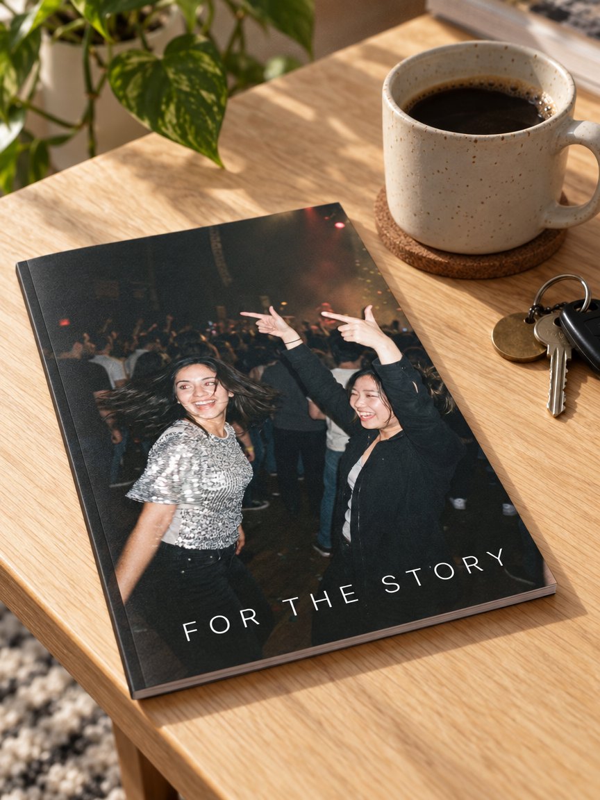 The Zine — a printed zine of your night on a coffee table